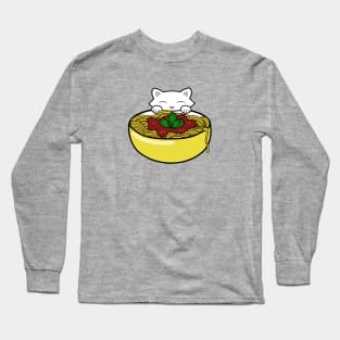 Cat eating spaghetti Long Sleeve T-Shirt